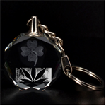 Pot Leaf Clover 3D Engraving Circle Key Chain