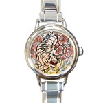 White Tiger Round Italian Charm Watch