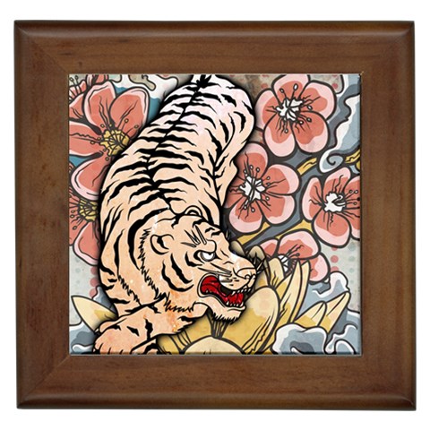 White Tiger Framed Tile from ArtsNow.com Front
