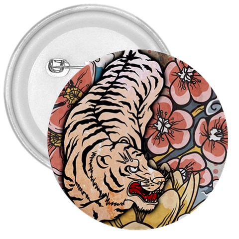 White Tiger 3  Button from ArtsNow.com Front