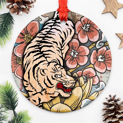 White Tiger Ornament (Round) from ArtsNow.com Front