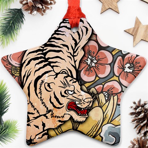 White Tiger Ornament (Star) from ArtsNow.com Front