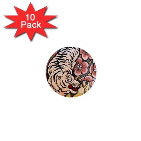 White Tiger 1  Mini Button (10 pack)  from ArtsNow.com Front