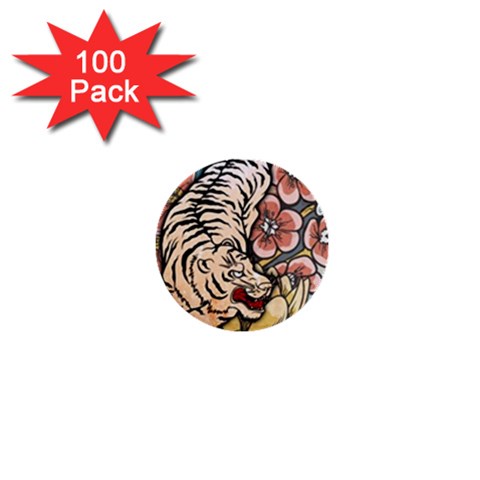 White Tiger 1  Mini Button (100 pack)  from ArtsNow.com Front
