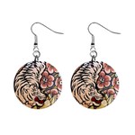 White Tiger 1  Button Earrings