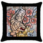 White Tiger Throw Pillow Case (Black)