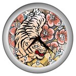 White Tiger Wall Clock (Silver)