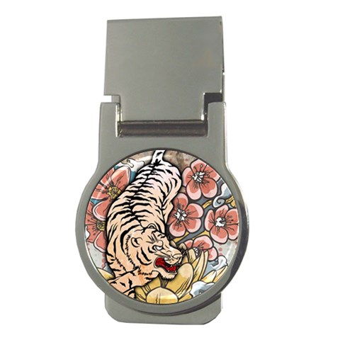 White Tiger Money Clip (Round) from ArtsNow.com Front