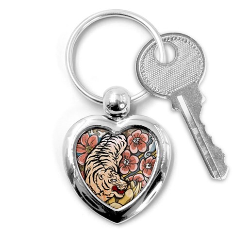 White Tiger Key Chain (Heart) from ArtsNow.com Front