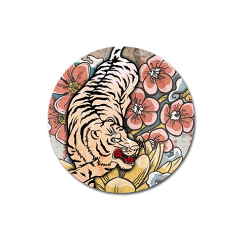 White Tiger Magnet 3  (Round) from ArtsNow.com Front
