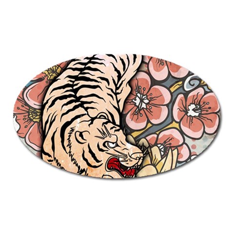 White Tiger Magnet (Oval) from ArtsNow.com Front