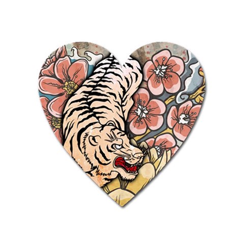 White Tiger Magnet (Heart) from ArtsNow.com Front
