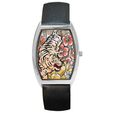 White Tiger Barrel Style Metal Watch from ArtsNow.com Front