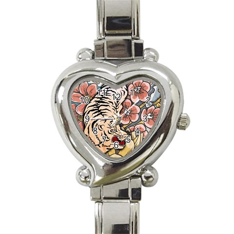White Tiger Heart Italian Charm Watch from ArtsNow.com Front