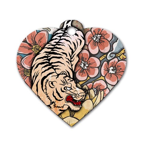White Tiger Dog Tag Heart (One Side) from ArtsNow.com Front