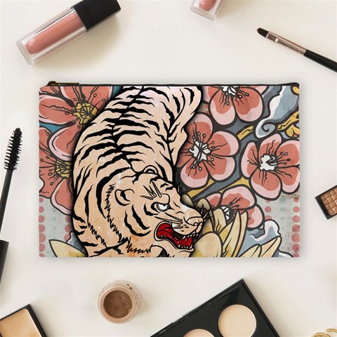 White Tiger Cosmetic Bag (Large) from ArtsNow.com Front