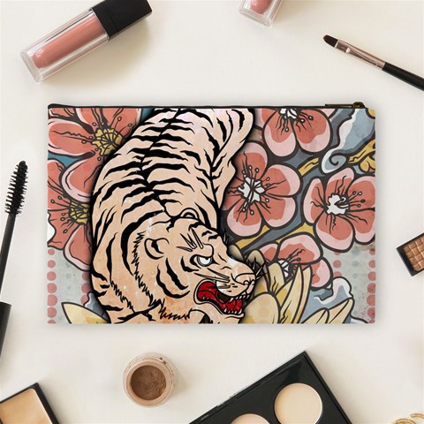 White Tiger Cosmetic Bag (Large) from ArtsNow.com Back