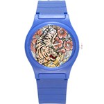 White Tiger Round Plastic Sport Watch Small