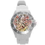 White Tiger Round Plastic Sport Watch Large