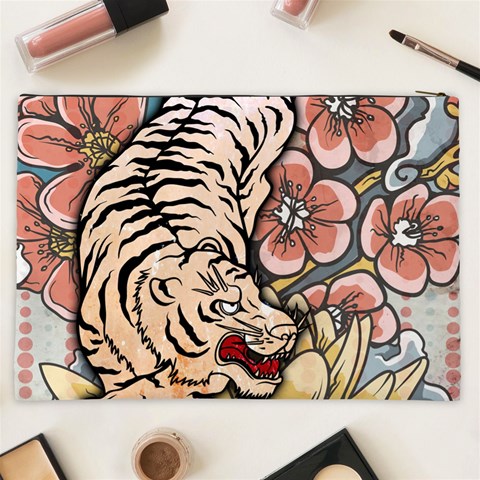 White Tiger Cosmetic Bag (XXL) from ArtsNow.com Back