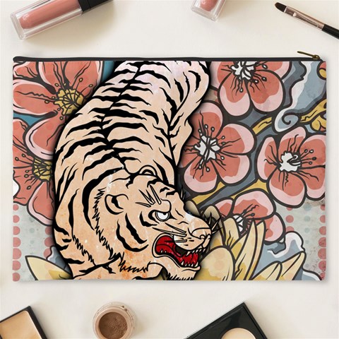 White Tiger Cosmetic Bag (XXXL) from ArtsNow.com Back