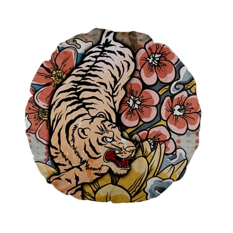 White Tiger 15  Premium Flano Round Cushion  from ArtsNow.com Back