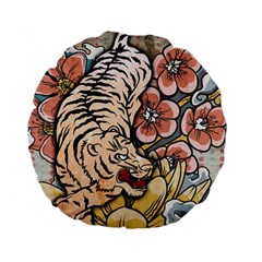White Tiger 15  Premium Flano Round Cushion  from ArtsNow.com Back