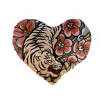 White Tiger 16  Premium Flano Heart Shape Cushion 