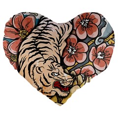 White Tiger 19  Premium Flano Heart Shape Cushion from ArtsNow.com Front