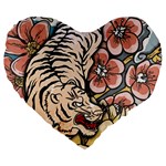 White Tiger 19  Premium Flano Heart Shape Cushion