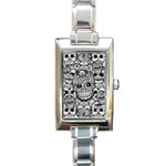 Sugar Skulls   Black And White Rectangular Italian Charm Watch