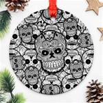 Sugar Skulls   Black And White Ornament (Round)