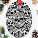 Sugar Skulls   Black And White Ornament (Oval)