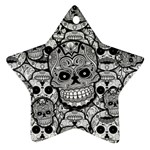 Sugar Skulls   Black And White Ornament (Star)