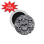 Sugar Skulls   Black And White 1.75  Magnet (10 pack) 