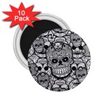 Sugar Skulls   Black And White 2.25  Magnet (10 pack)