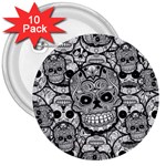 Sugar Skulls   Black And White 3  Button (10 pack)