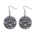 Sugar Skulls   Black And White 1  Button Earrings