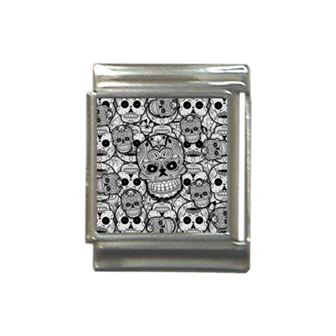 Sugar Skulls   Black And White Italian Charm (13mm) from ArtsNow.com Front
