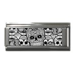 Sugar Skulls   Black And White Superlink Italian Charm (9mm)