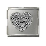 Sugar Skulls   Black And White Mega Link Heart Italian Charm (18mm)