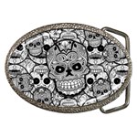 Sugar Skulls   Black And White Belt Buckle