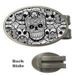 Sugar Skulls   Black And White Money Clip (Oval)