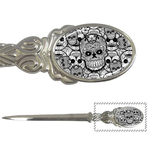 Sugar Skulls   Black And White Letter Opener from ArtsNow.com Front