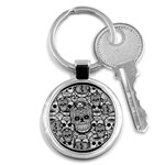 Sugar Skulls   Black And White Key Chain (Round)