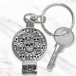 Sugar Skulls   Black And White Nail Clippers Key Chain