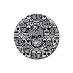 Sugar Skulls   Black And White Rubber Coaster (Round)