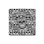 Sugar Skulls   Black And White Magnet (Square)
