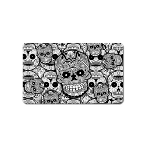 Sugar Skulls   Black And White Magnet (Name Card) from ArtsNow.com Front