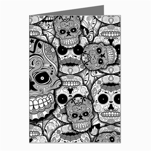 Sugar Skulls   Black And White Greeting Card from ArtsNow.com Left
